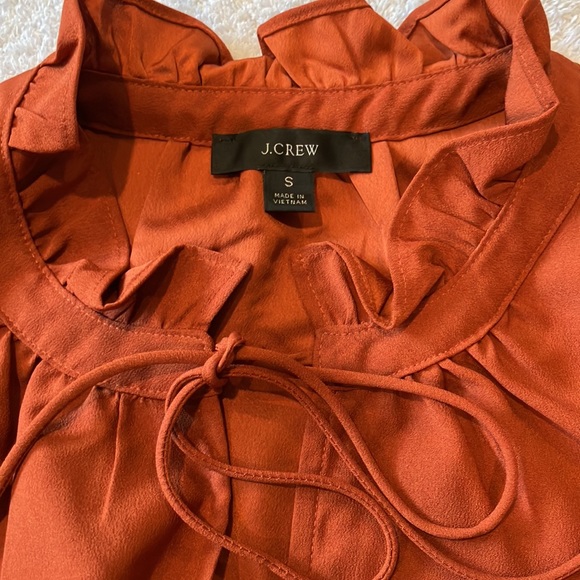 J Crew tie collar ruffle cuff blouse - Picture 5 of 9